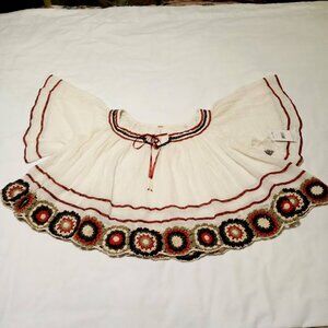 Free People Way She Moves Top Ivory Size XS Crochet Edge Oversize Granny Square